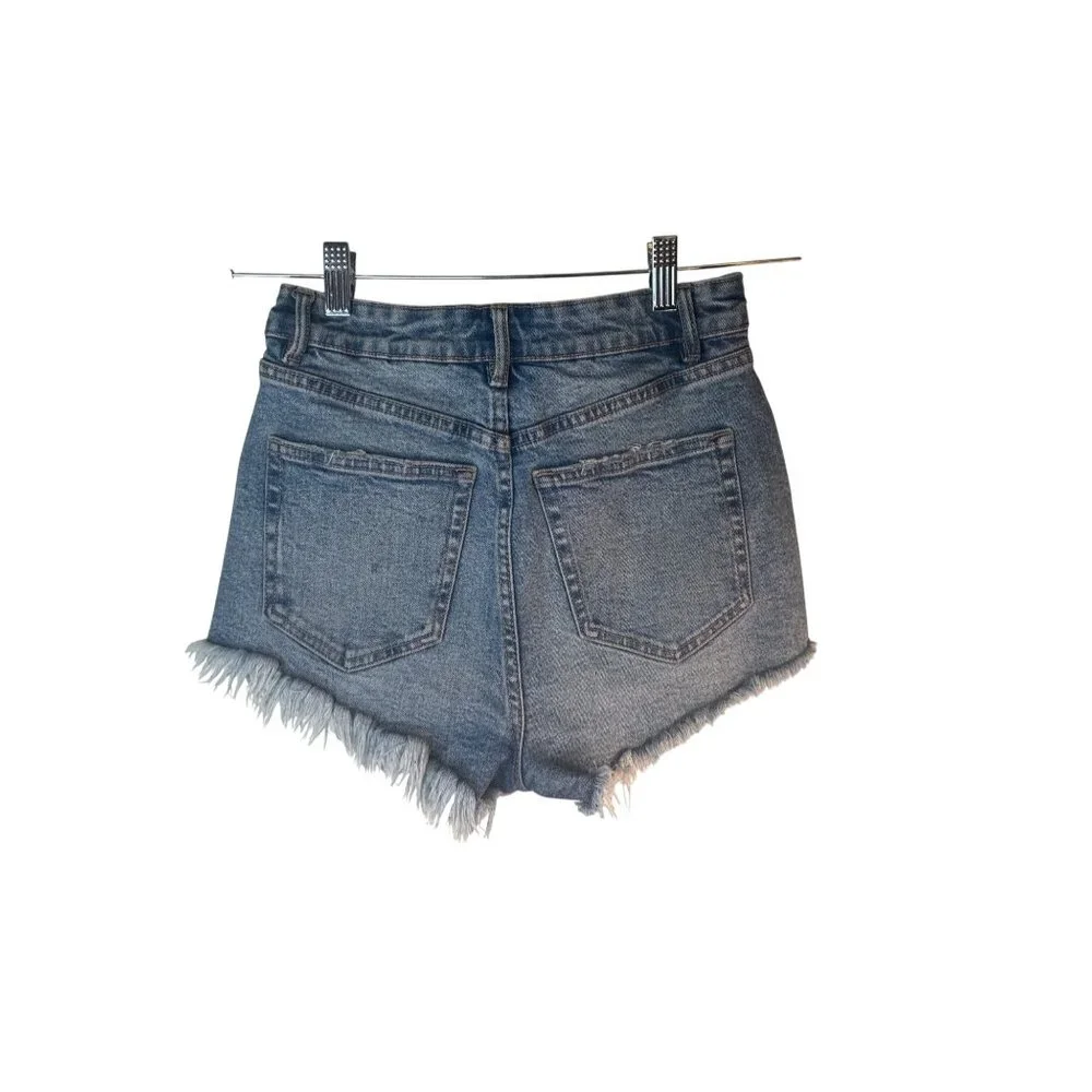 2/$30 ZARA Size 4 Light Blue High-Waisted Distressed Denim Shorts - Picture 2 of 11